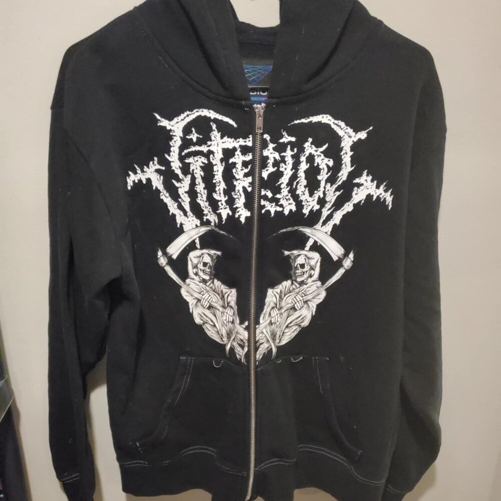 Vitriol Scythe Reaper Black Zip Hoodie Size Medium